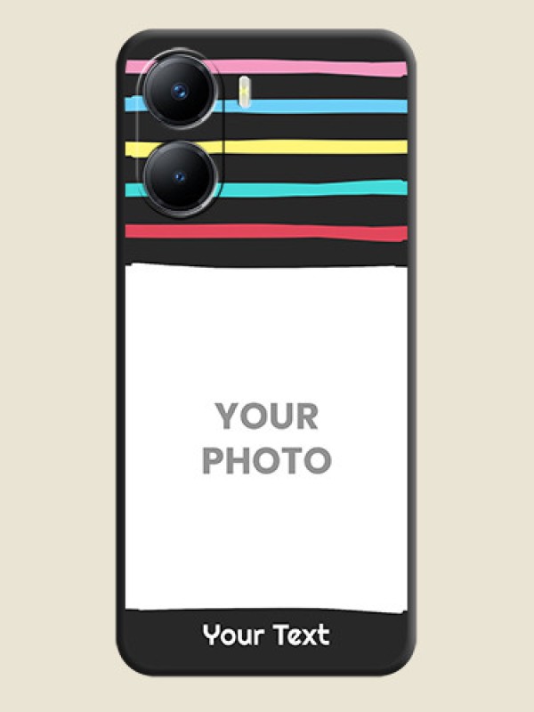 Custom Multicolor Lines with Image on Space Black Personalized Soft Matte Phone Covers - Vivo Y56 5G - alternate view