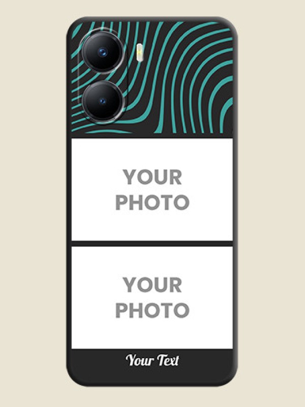 Custom Wave Pattern with 2 Image Holder on Space Black Personalized Soft Matte Phone Covers - Vivo Y56 5G - alternate view