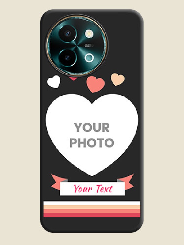 Custom Love Shaped Photo with Colorful Stripes On Space Black Custom Soft Matte Mobile Back Cover - Vivo Y58 5G - alternate view