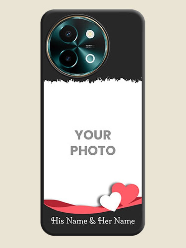 Custom Pin Color Love Shaped Ribbon Design with Text On Space Black Custom Soft Matte Mobile Back Cover - Vivo Y58 5G - alternate view