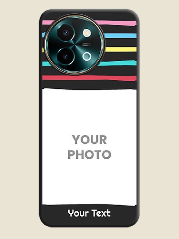 Custom Multicolor Lines with Image On Space Black Custom Soft Matte Mobile Back Cover - Vivo Y58 5G - alternate view