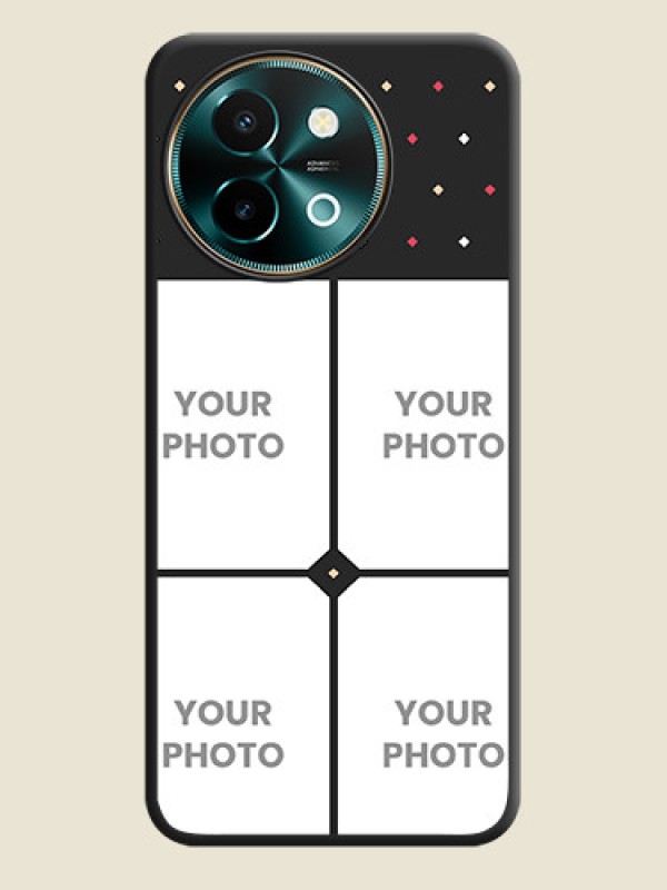 Custom Multicolor Dotted Pattern with 4 Image Holder On Space Black Custom Soft Matte Mobile Back Cover - Vivo Y58 5G - alternate view