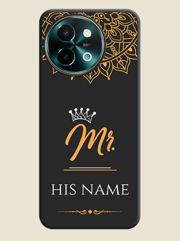 Custom Mr Name with Floral Design On Space Black Custom Soft Matte Mobile Back Cover - Vivo Y58 5G - alternate view