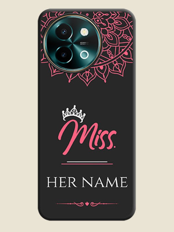 Custom Mrs Name with Floral Design On Space Black Custom Soft Matte Mobile Back Cover - Vivo Y58 5G - alternate view