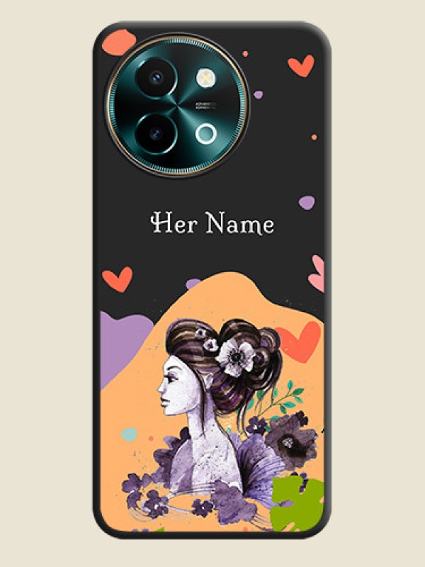 Custom Namecase For Her With Fancy Lady Image On Space Black Custom Soft Matte Mobile Back Cover - Vivo Y58 5G - alternate view