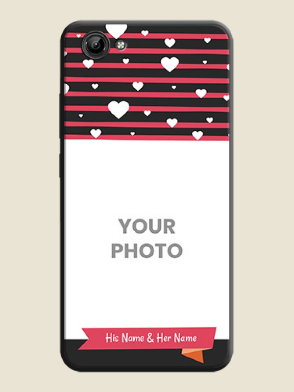 Custom White Color Love Symbols with Pink Lines Pattern on Space Black Custom Soft Matte Phone Cases - Vivo Y71 - alternate view