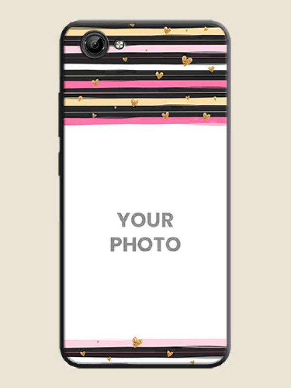 Custom Multicolor Lines and Golden Love Symbols Design - Photo on Space Black Soft Matte Mobile Cover - Vivo Y71 - alternate view