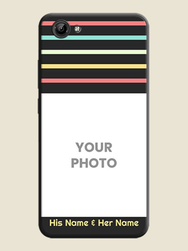 Custom Color Stripes with Photo and Text - Photo on Space Black Soft Matte Mobile Case - Vivo Y71 - alternate view