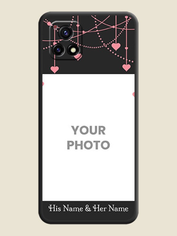 Custom Pink Love Hangings with Text on Space Black Custom Soft Matte Back Cover - Vivo Y72 5G - alternate view