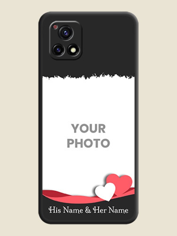 Custom Pin Color Love Shaped Ribbon Design with Text on Space Black Custom Soft Matte Phone Back Cover - Vivo Y72 5G - alternate view