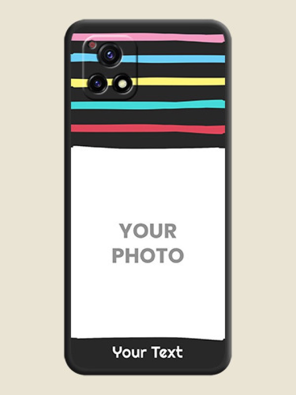 Custom Multicolor Lines with Image on Space Black Personalized Soft Matte Phone Covers - Vivo Y72 5G - alternate view