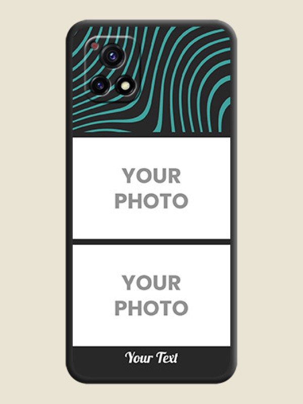 Custom Wave Pattern with 2 Image Holder on Space Black Personalized Soft Matte Phone Covers - Vivo Y72 5G - alternate view