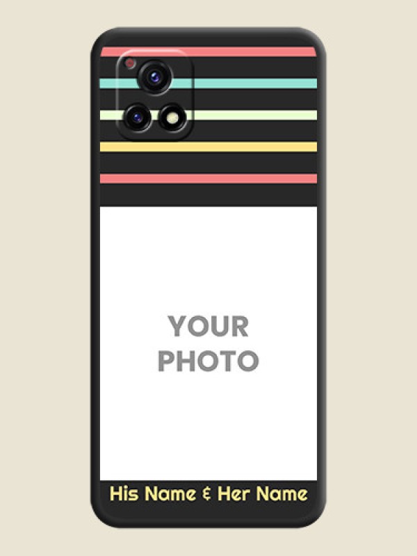 Custom Color Stripes with Photo and Text on Photo on Space Black Soft Matte Mobile Case - Vivo Y72 5G - alternate view