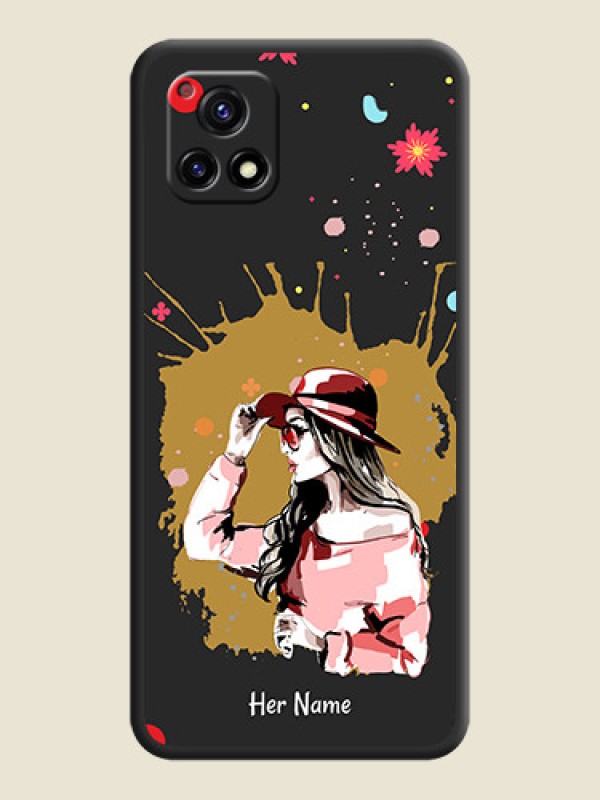 Custom Mordern Lady With Color Splash Background With Custom Text On Space Black Personalized Soft Matte Phone Covers -Vivo Y72 5G - alternate view
