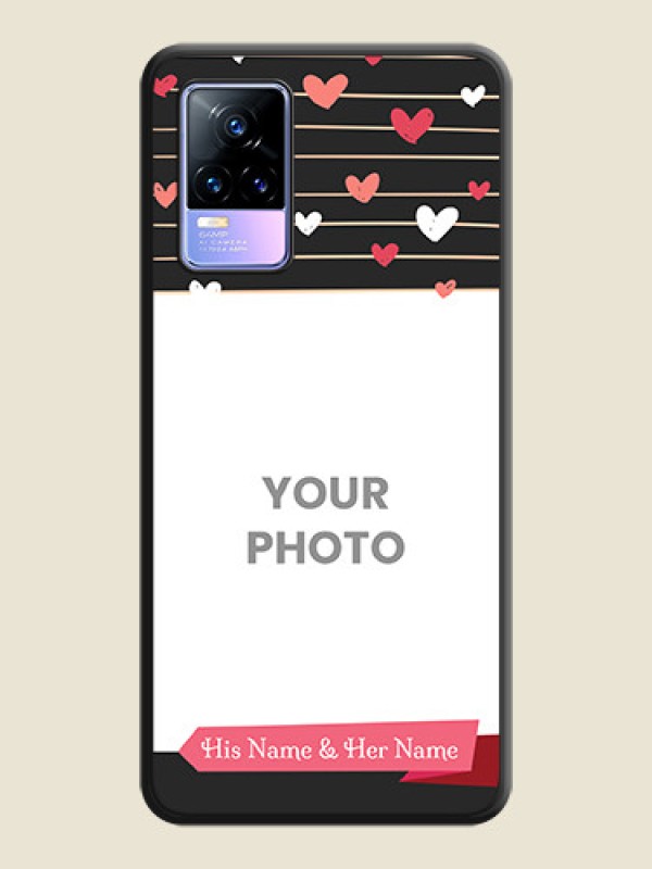 Custom Love Pattern with Name on Pink Ribbon on Photo on Space Black Soft Matte Back Cover - Vivo Y73 - alternate view