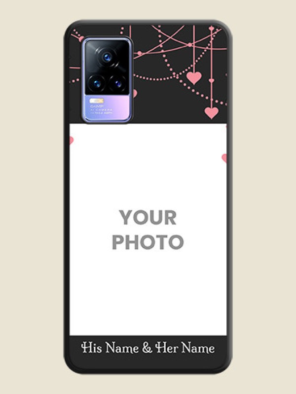 Custom Pink Love Hangings with Text on Space Black Custom Soft Matte Back Cover - Vivo Y73 - alternate view