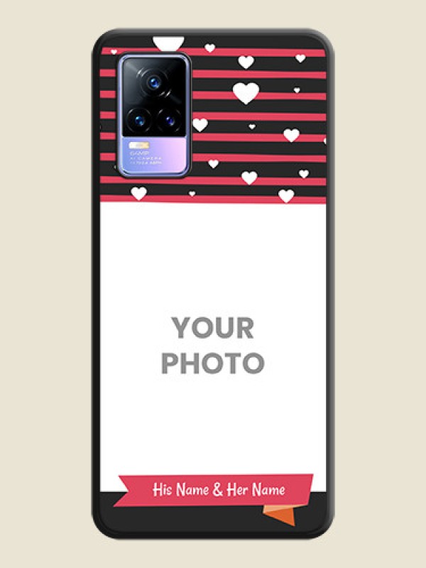 Custom White Color Love Symbols with Pink Lines Pattern on Space Black Custom Soft Matte Phone Cases - Vivo Y73 - alternate view