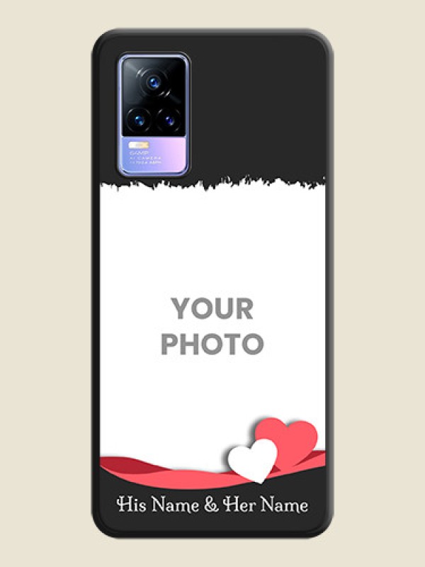 Custom Pin Color Love Shaped Ribbon Design with Text on Space Black Custom Soft Matte Phone Back Cover - Vivo Y73 - alternate view