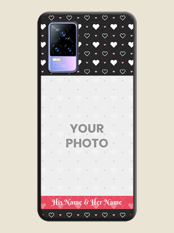 Custom White Color Love Symbols with Text Design on Photo on Space Black Soft Matte Phone Cover - Vivo Y73 - alternate view