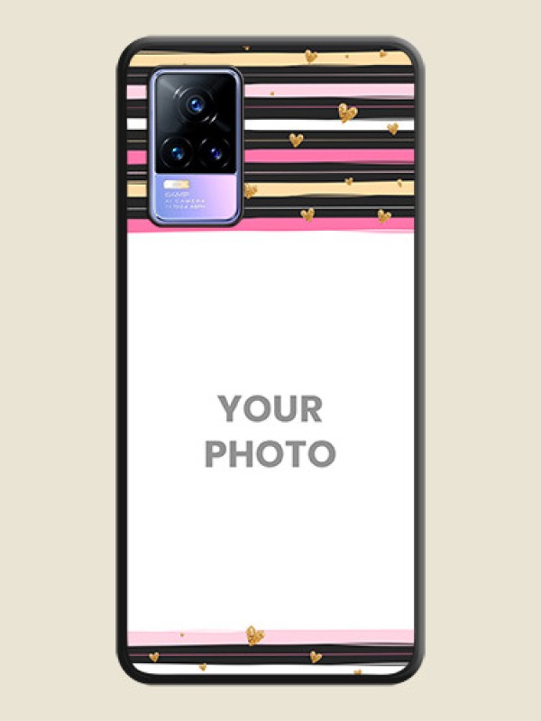 Custom Multicolor Lines and Golden Love Symbols Design on Photo on Space Black Soft Matte Mobile Cover - Vivo Y73 - alternate view