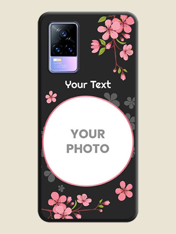 Custom Round Image with Pink Color Floral Design on Photo on Space Black Soft Matte Back Cover - Vivo Y73 - alternate view