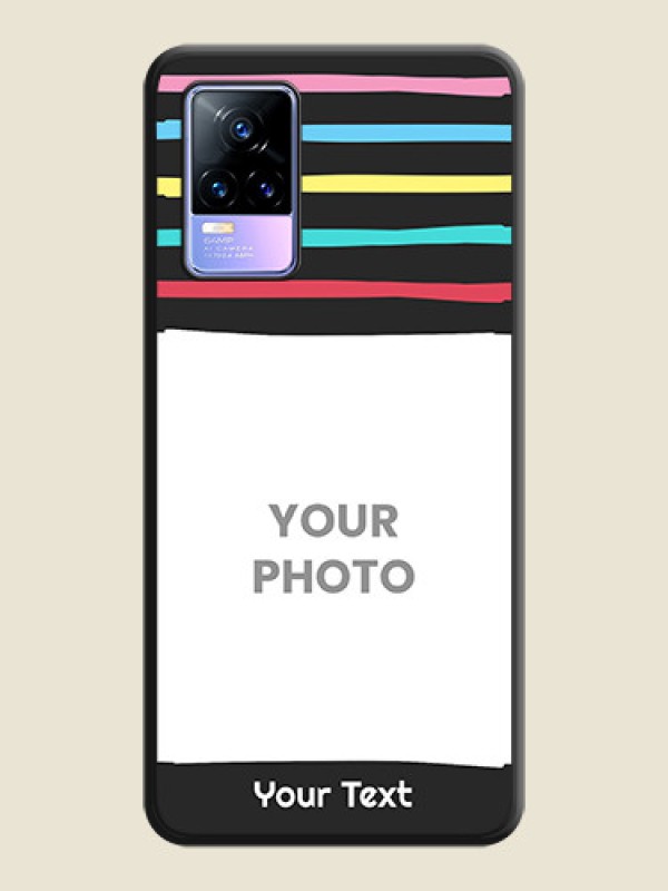 Custom Multicolor Lines with Image on Space Black Personalized Soft Matte Phone Covers - Vivo Y73 - alternate view