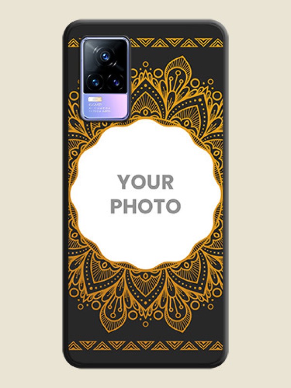 Custom Round Image with Floral Design on Photo on Space Black Soft Matte Mobile Cover - Vivo Y73 - alternate view