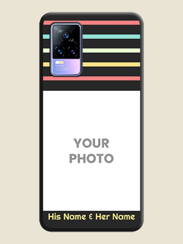 Custom Color Stripes with Photo and Text on Photo on Space Black Soft Matte Mobile Case - Vivo Y73 - alternate view