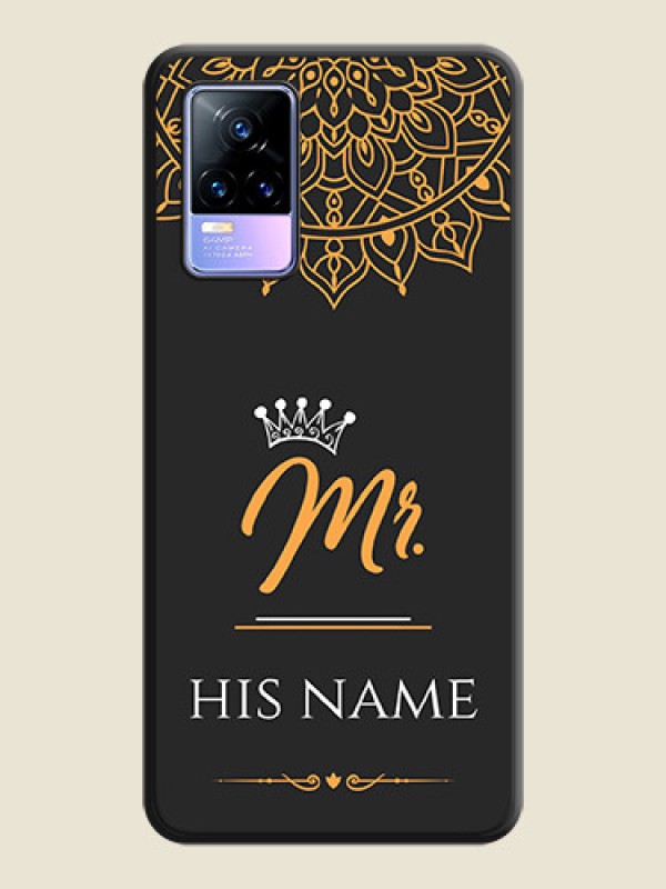 Custom Mr Name with Floral Design on Personalised Space Black Soft Matte Cases - Vivo Y73 - alternate view