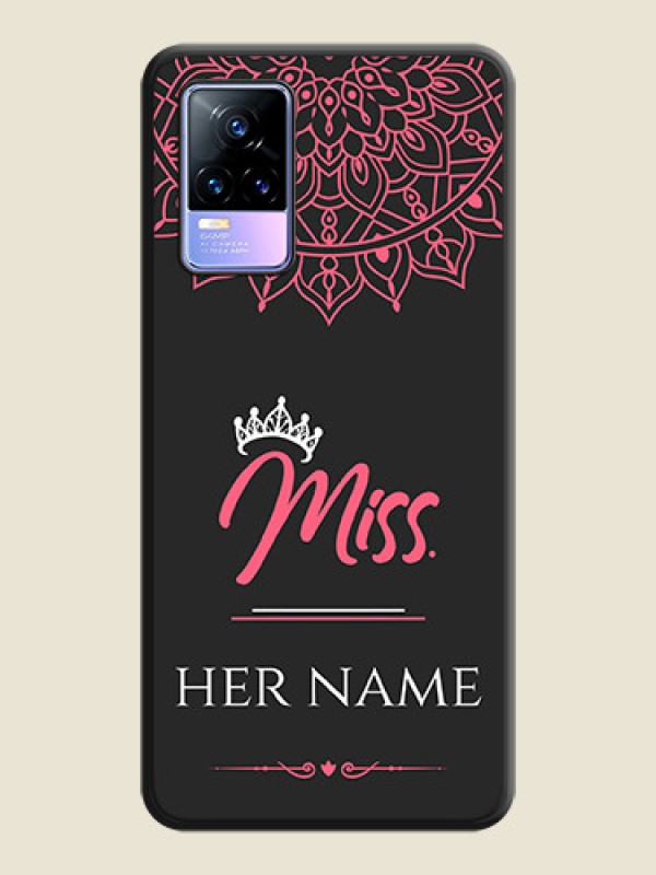 Custom Mrs Name with Floral Design on Space Black Personalized Soft Matte Phone Covers - Vivo Y73 - alternate view