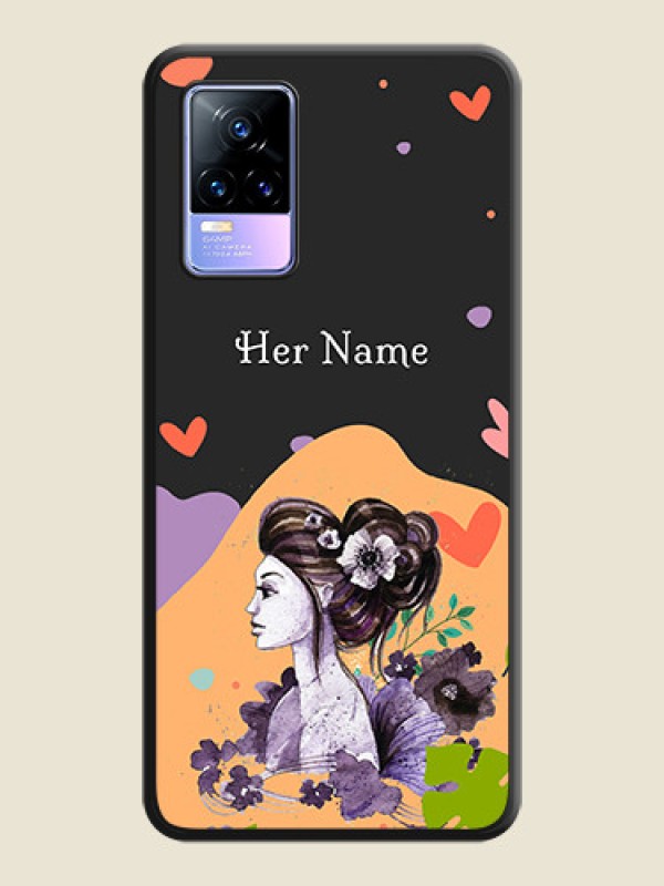 Custom Namecase For Her With Fancy Lady Image On Space Black Personalized Soft Matte Phone Covers -Vivo Y73 - alternate view