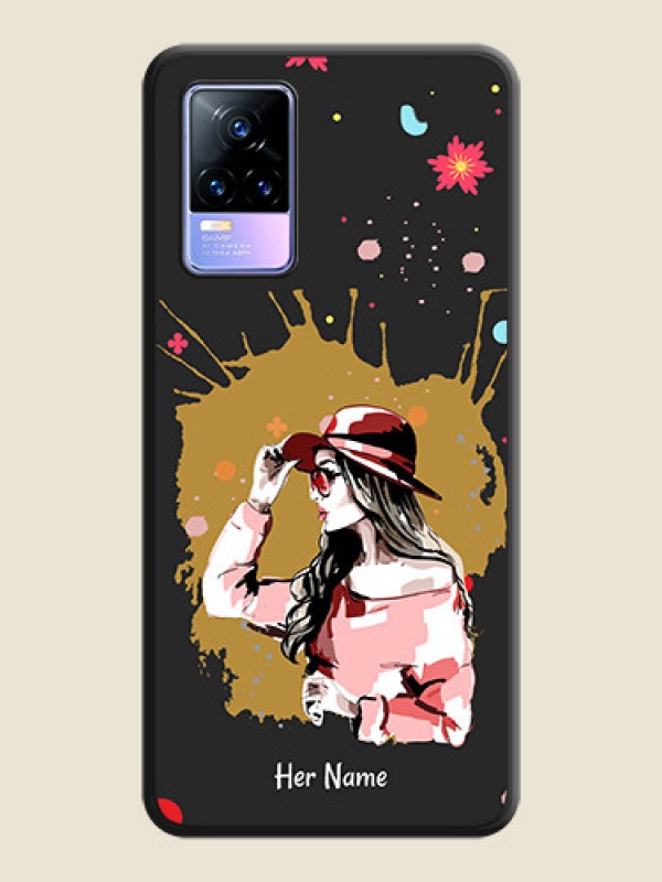 Custom Mordern Lady With Color Splash Background With Custom Text On Space Black Personalized Soft Matte Phone Covers -Vivo Y73 - alternate view