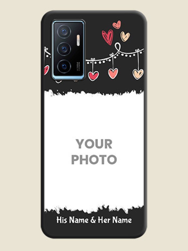 Custom Pink Love Hangings with Name on Space Black Custom Soft Matte Phone Cases - Vivo Y75 4G - alternate view