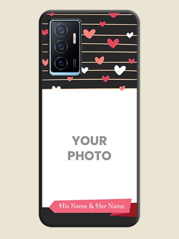 Custom Love Pattern with Name on Pink Ribbon  on Photo on Space Black Soft Matte Back Cover - Vivo Y75 4G - alternate view