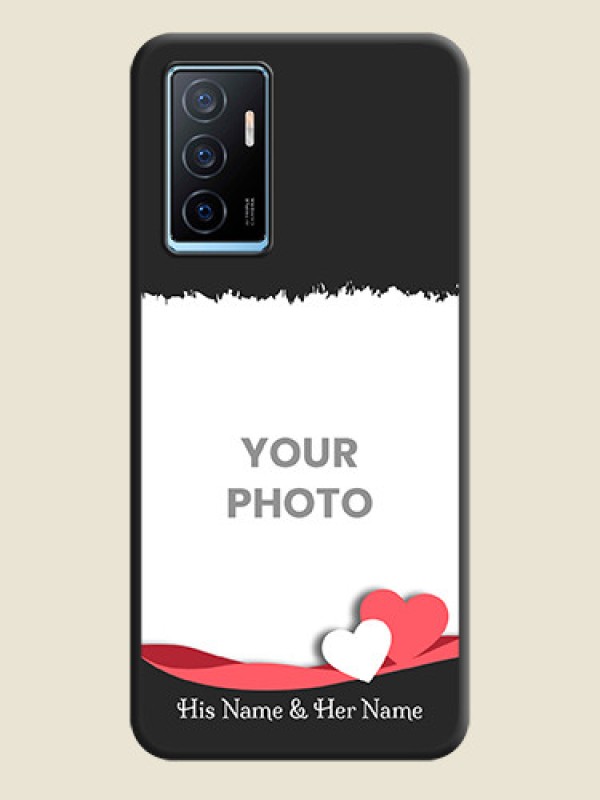 Custom Pin Color Love Shaped Ribbon Design with Text on Space Black Custom Soft Matte Phone Back Cover - Vivo Y75 4G - alternate view