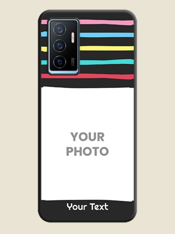 Custom Multicolor Lines with Image on Space Black Personalized Soft Matte Phone Covers - Vivo Y75 4G - alternate view