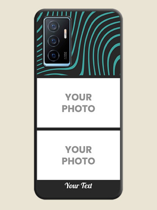 Custom Wave Pattern with 2 Image Holder on Space Black Personalized Soft Matte Phone Covers - Vivo Y75 4G - alternate view