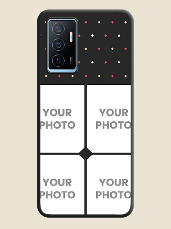 Custom Multicolor Dotted Pattern with 4 Image Holder on Space Black Custom Soft Matte Phone Cases - Vivo Y75 4G - alternate view