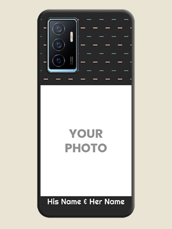 Custom Line Pattern Design with Text on Space Black Custom Soft Matte Phone Back Cover - Vivo Y75 4G - alternate view