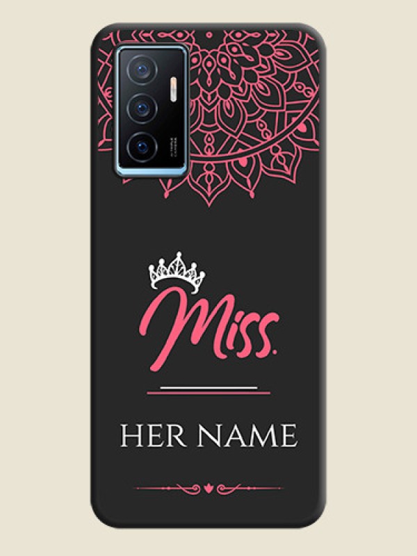 Custom Mrs Name with Floral Design on Space Black Personalized Soft Matte Phone Covers - Vivo Y75 4G - alternate view