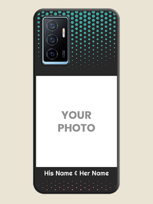 Custom Faded Dots with Grunge Photo Frame and Text on Space Black Custom Soft Matte Phone Cases - Vivo Y75 4G - alternate view