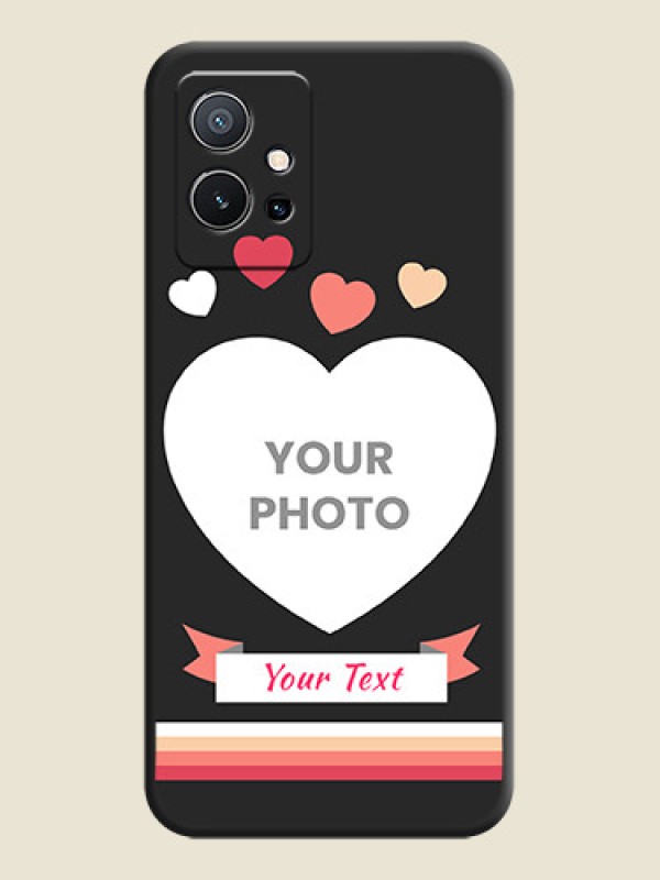 Custom Love Shaped Photo with Colorful Stripes on Personalised Space Black Soft Matte Cases - Vivo Y75 5G - alternate view