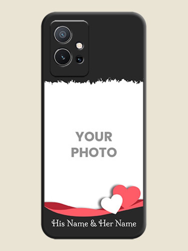 Custom Pin Color Love Shaped Ribbon Design with Text on Space Black Custom Soft Matte Phone Back Cover - Vivo Y75 5G - alternate view