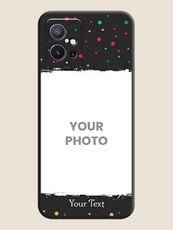 Custom Multicolor Dotted Pattern with Text on Space Black Custom Soft Matte Phone Back Cover - Vivo Y75 5G - alternate view