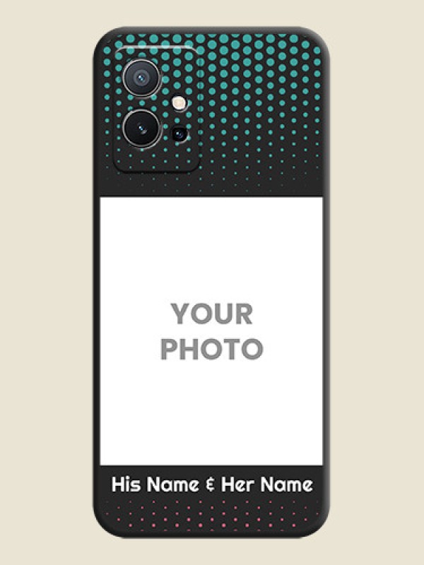 Custom Faded Dots with Grunge Photo Frame and Text on Space Black Custom Soft Matte Phone Cases - Vivo Y75 5G - alternate view