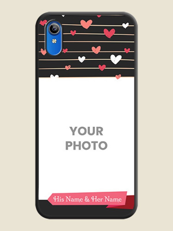 Custom Love Pattern with Name on Pink Ribbon  on Photo on Space Black Soft Matte Back Cover - Vivo Y91i - alternate view