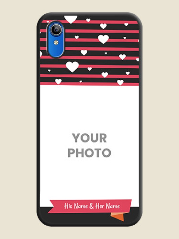 Custom White Color Love Symbols with Pink Lines Pattern on Space Black Custom Soft Matte Phone Cases - Vivo Y91i - alternate view