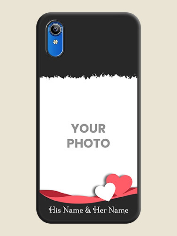 Custom Pin Color Love Shaped Ribbon Design with Text on Space Black Custom Soft Matte Phone Back Cover - Vivo Y91i - alternate view