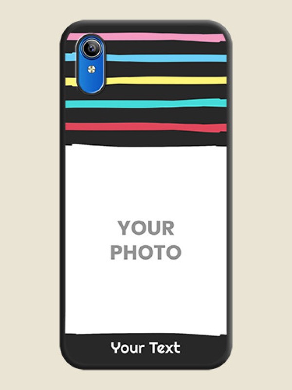 Custom Multicolor Lines with Image on Space Black Personalized Soft Matte Phone Covers - Vivo Y91i - alternate view