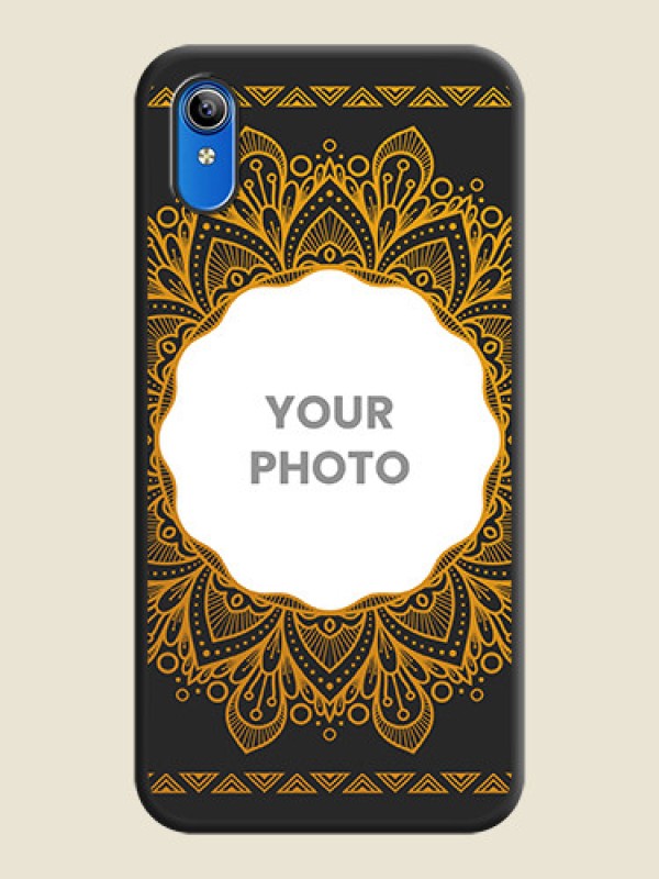 Custom Round Image with Floral Design on Photo on Space Black Soft Matte Mobile Cover - Vivo Y91i - alternate view
